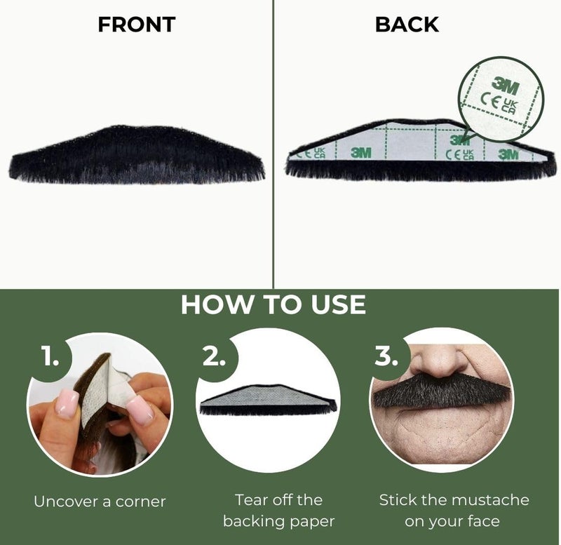 Mustaches Self Adhesive Fake Mustache, Novelty, Policeman False Facial Hair, Costume Accessory for Adults, Black Lustrous Color - Image 4